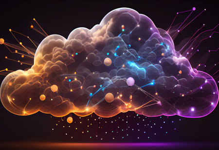 Cloud system concept. 3d illustration art designの素材