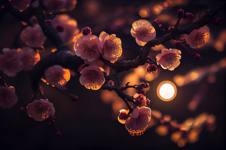 Realistic fruit tree branch. 3D illustration digital art design.の素材