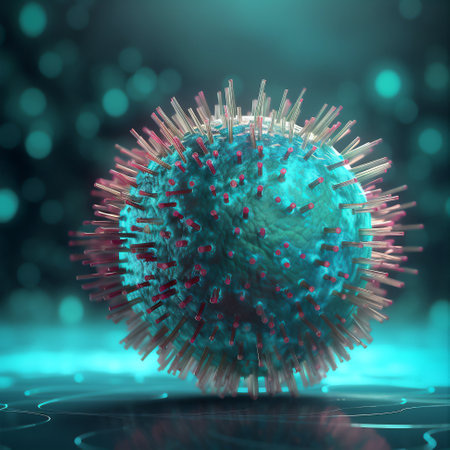 3d render biological cell virus. Illustration digital designの素材