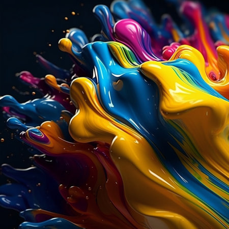 Fluid art abstract paint flow background. 3D illustration digital art design, generative AIの素材