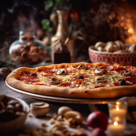 Fresh homemade Italian pizza. 3D illustration digital art design, generative AIの素材
