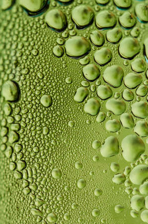 Green glass with raindropsの写真素材