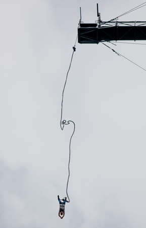 Bungee Jumper in Extreme Heightの写真素材