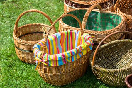 Wicker Baskets At Marketの写真素材