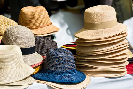 Pile Of Hats On Marketの写真素材