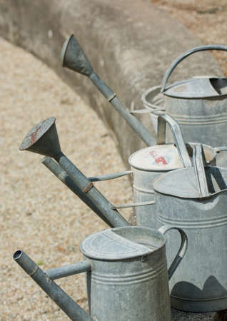 Vintage Metal Watering Cansの写真素材