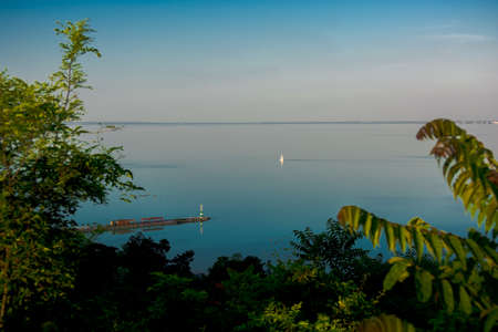 Lake Balaton And Sailboatの写真素材