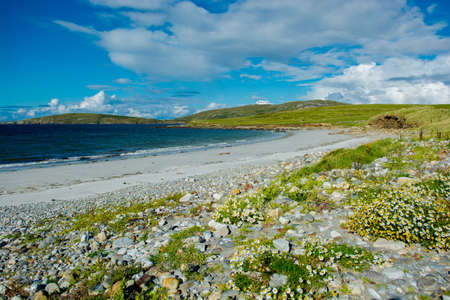 Remote White Sand Beach in Connemara in Irelandの写真素材