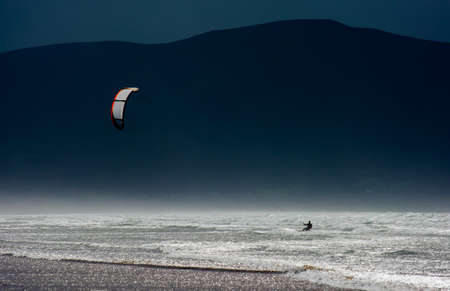 Kite Surfer in the Waves at the Coast of Ireland
