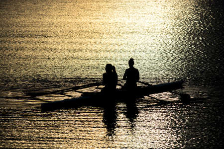 Female Rowers on Sunset Lake