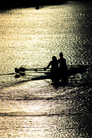 Female Rowers on Sunset Lake