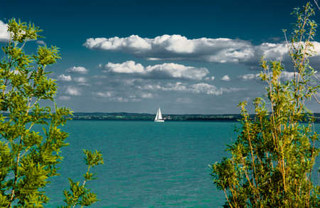 Sailing Boats at Lake Balaton in Hungaryの写真素材