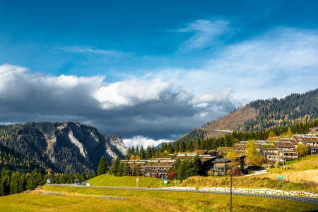 Rural Landscape with Mountains in Austriaの写真素材