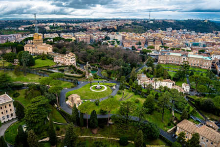 Garden in Vatican in Rome in Italyの写真素材