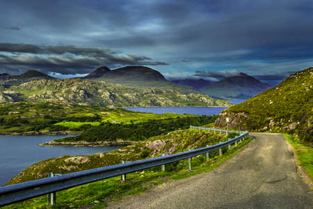 Scenic Coastal Landscape With Remote Village Around Loch Torridon And Loch Shieldaig In Scotlandの写真素材