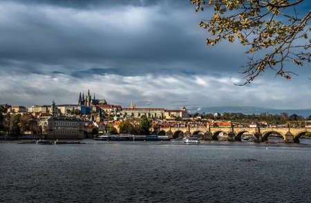 Charles Bridge Over Moldova River And Hradcany Castle In Prague In The Czech Republicのeditorial素材