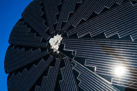 Circular Solar Panel For Creation Of Photovoltaic Renewable Energyの写真素材