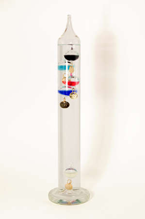 Old style Galileo thermometer isolated on white