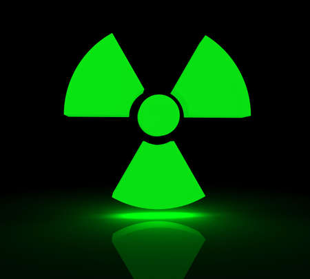 Glowing symbol for radioactive substances. 3d render.の写真素材