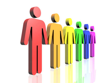 a row of gay flag colored man signsの写真素材