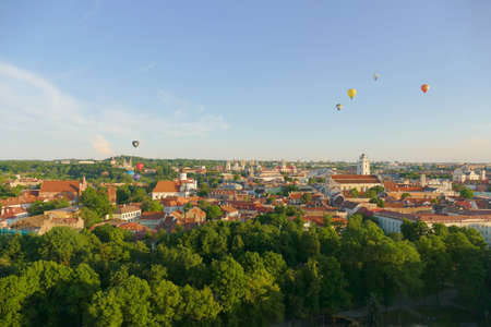 Panorama of the city of Vilnius with many monuments, churches, castles and greenery.の写真素材