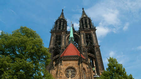The Gothic cathedral of Meissen, built many years after the Middle Ages, is today a charismatic element of the old town. Two high towers attract many tourists.のeditorial素材
