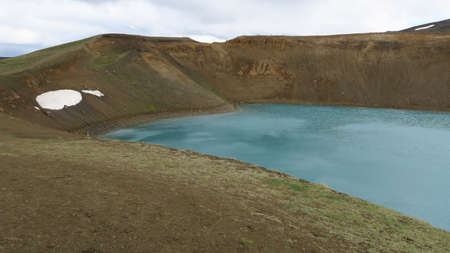 Stora VÃ­ti crater of the Krafla volcano, near Leirhnukur, Myvatn region, NorÃ°urland eystra, Icelandの写真素材