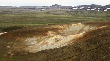 Stora VÃ­ti crater of the Krafla volcano, near Leirhnukur, Myvatn region, NorÃ°urland eystra, Icelandの写真素材