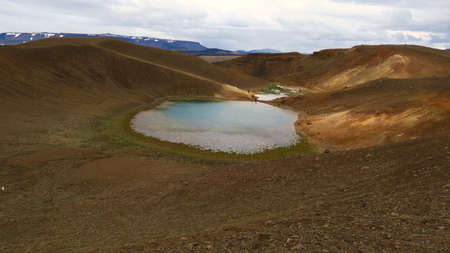 Stora VÃ­ti crater of the Krafla volcano, near Leirhnukur, Myvatn region, NorÃ°urland eystra, Icelandの写真素材