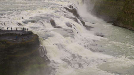The stunning Gulfoss waterfall in Iceland - water falling down from the soulの写真素材