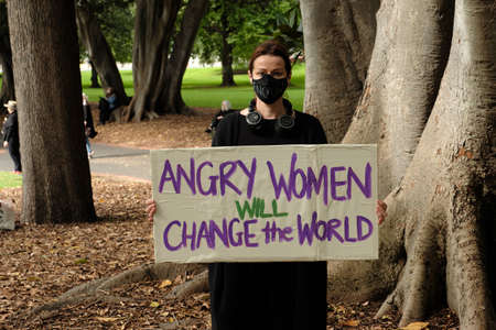 Melbourne Victoria, Australia.
03-15-2021. March 4 Justice Rally At Treasury Gardens. Near Victorian Parliamentのeditorial素材