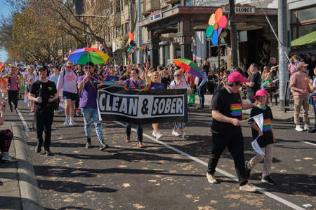 Midsumma Pride March 2021. Australiaâs LGBTQIA+ arts and cultural experience, Midsumma Festival, brings Midsumma Pride March to Fitzroy Street, St Kilda, Melbourne, Victoriaのeditorial素材
