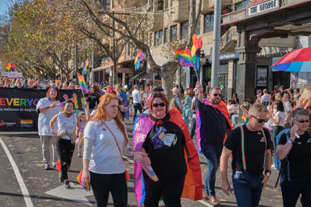 Midsumma Pride March 2021. Australiaâs LGBTQIA+ arts and cultural experience, Midsumma Festival, brings Midsumma Pride March to Fitzroy Street, St Kilda, Melbourne, Victoriaのeditorial素材