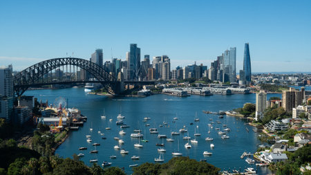 Sydney Harbour Bridge and Sydney City Skyline, Australia.の写真素材