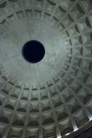 Inside the dome and oculus of the Pantheon, night timeのeditorial素材