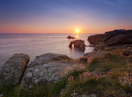 Sunset at Lands End, Cornwall, horizontal
