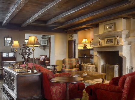 Cottage lounge interior with comfortable furnishingsの写真素材