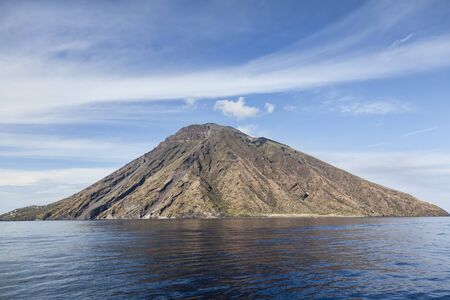 Island of Stromboli in daylightの写真素材