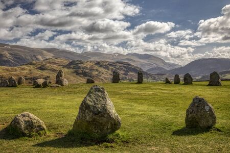 Castlerigg Stone Circle Keswick looking towards Helvellynの写真素材