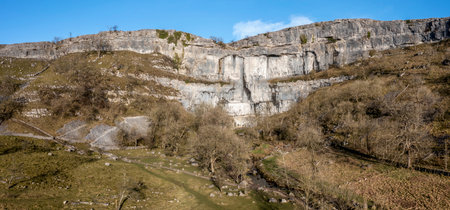 Malham cove elevated view panoramaの写真素材