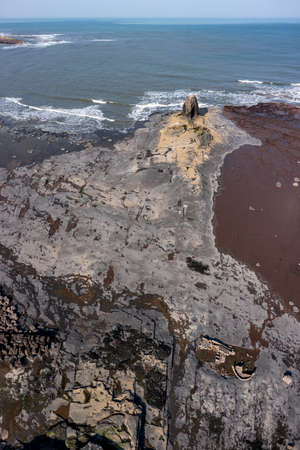 Black Nab and the wreck of the Admiral von Tromp at Whitbyの写真素材