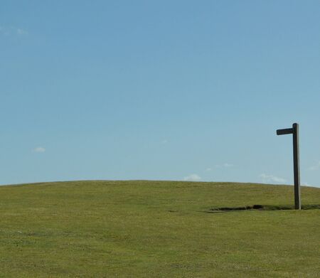 Signpost against Blue Sky on the South Downs Wayの写真素材