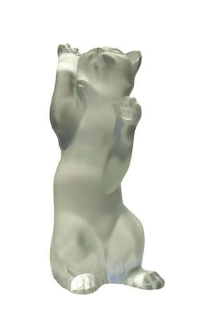a crystal cat standing on its back legsの写真素材