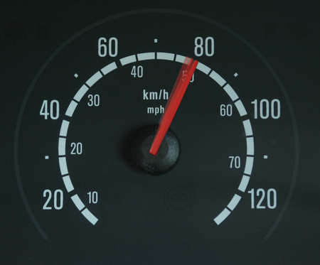 a speedometer showing movementの写真素材