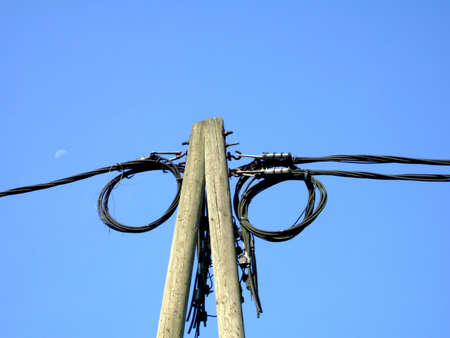 Connection cables on the streetの写真素材