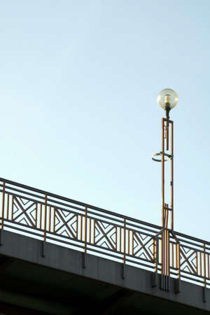 Modern design of lantern on the metallic bridgeの写真素材