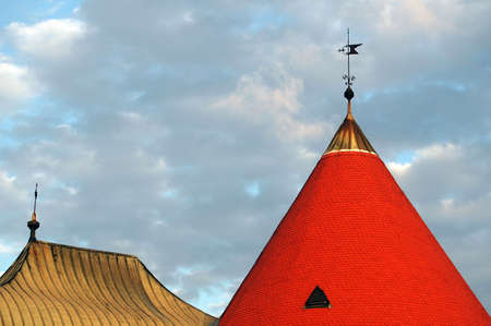 Old and colorfull roof at the buidlingsの写真素材