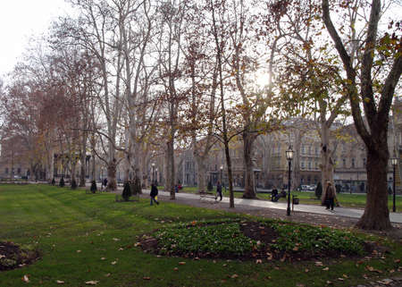 Main city park and promenade in Zagreb, Croatiaの写真素材