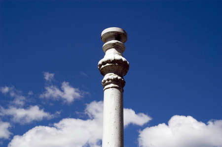 White pillar for lantern and nice sky with cloudsの写真素材
