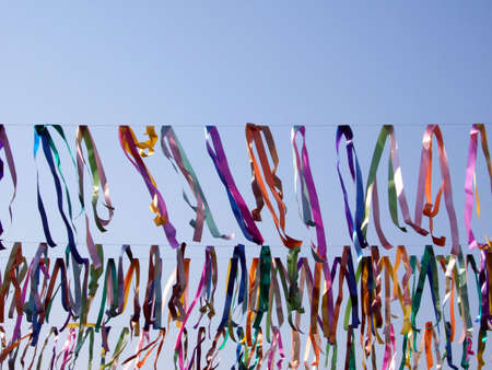 Series of color trails and pendants on the streetの写真素材